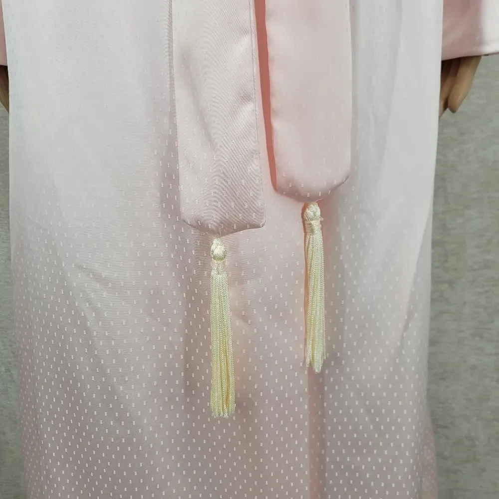 Flo Weinberg Vintage Elegant Pink Satin Robe Fleece Lined